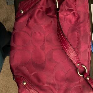 Coach Red Shoulder Bag with Signature Design
